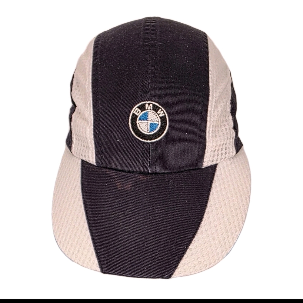 BMW Monogrammed Logo Blue Twill White Mesh Adjustable